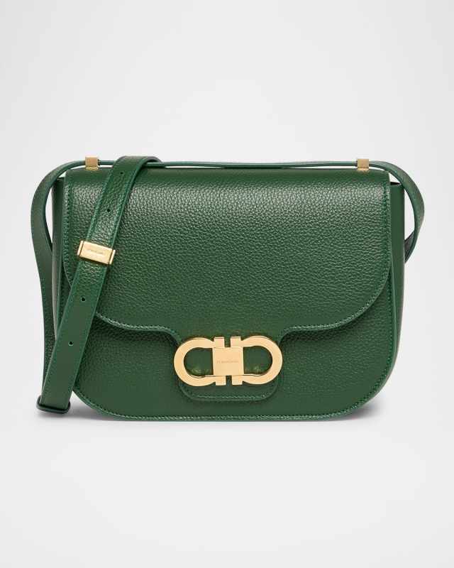 Double Gancio Flap Leather Crossbody Bag